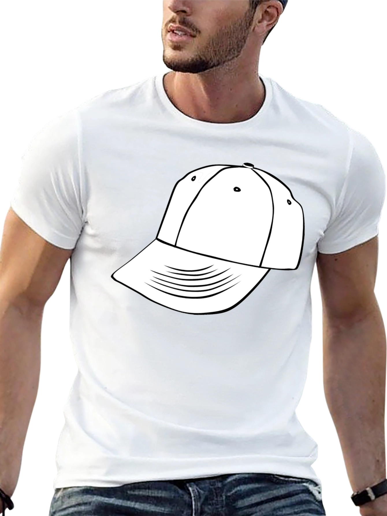Cool Black T-Shirt with White Hat Graphic
