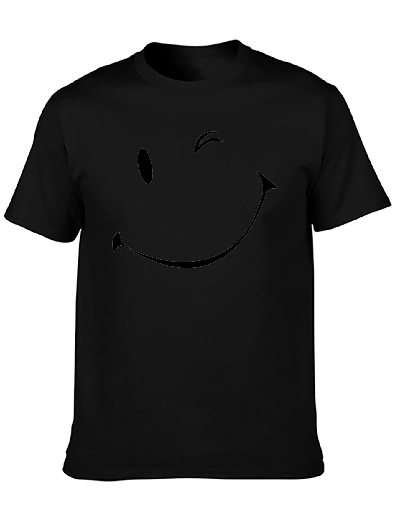 Winking Smiley Face Black Graphic Tee