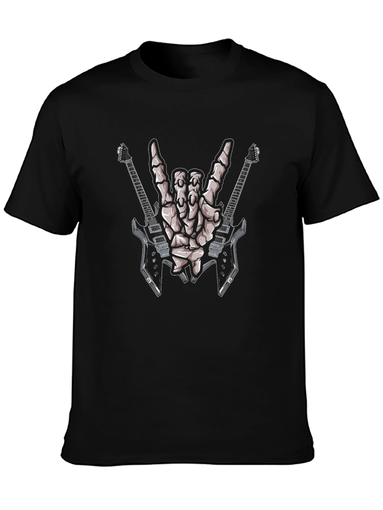Rock On Skeleton Hand & Guitars Graphic Tee