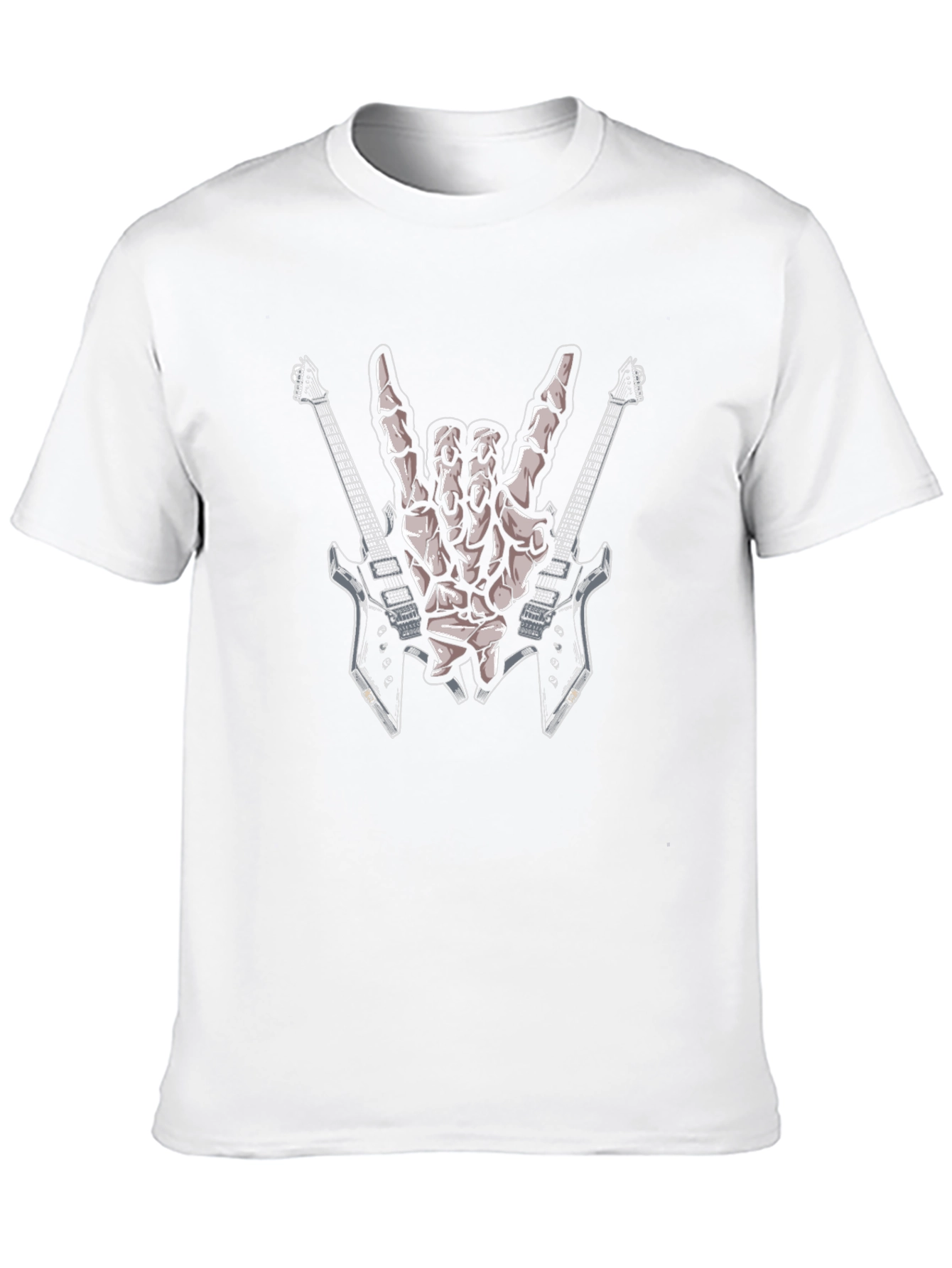 Rock On Skeleton Hand & Guitars Graphic Tee