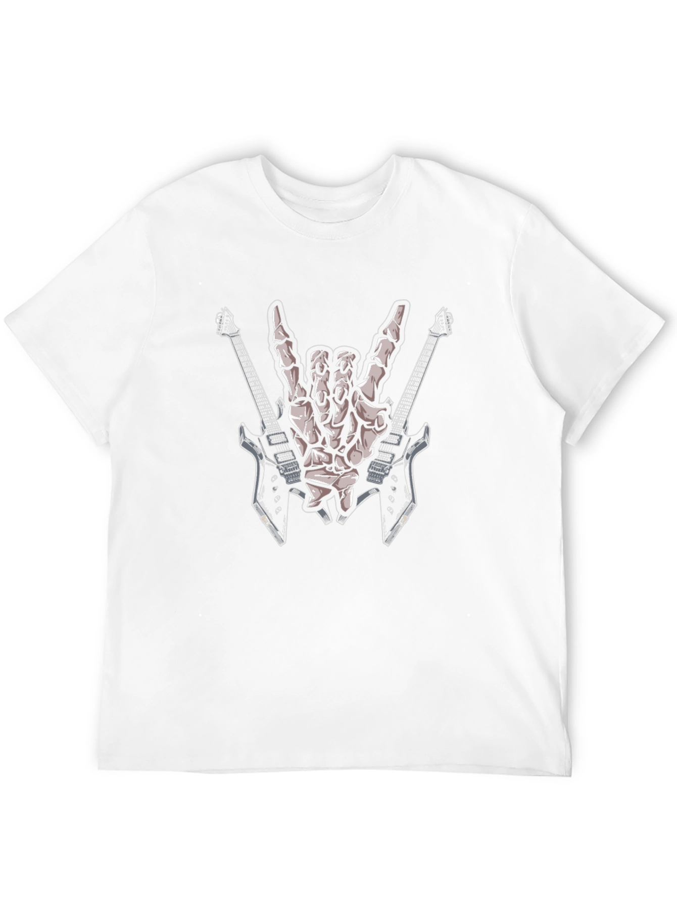 Rock On Skeleton Hand & Guitars Graphic Tee