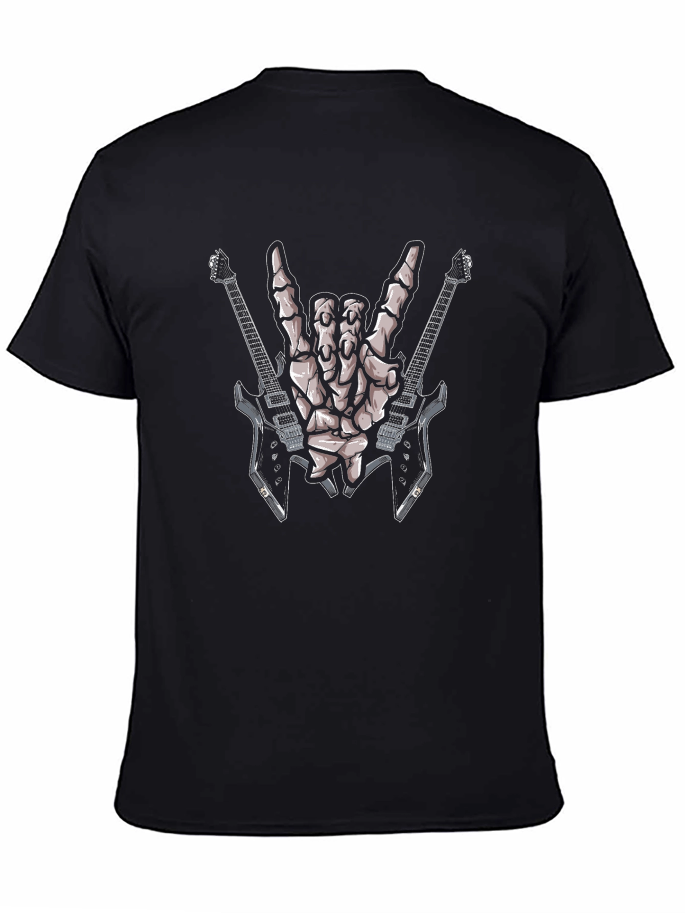 Rock On Skeleton Hand & Guitars Graphic Tee