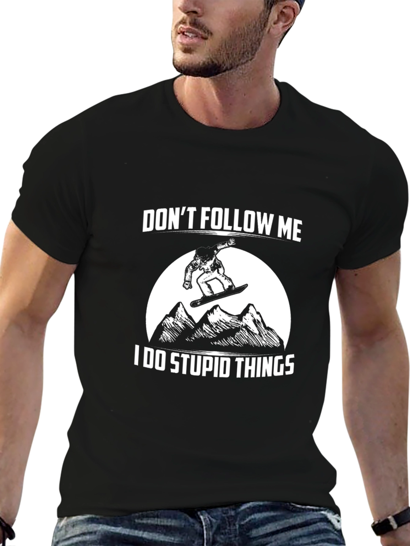 Dont Follow Me Black T-Shirt - Snowboarder Graphic Tee