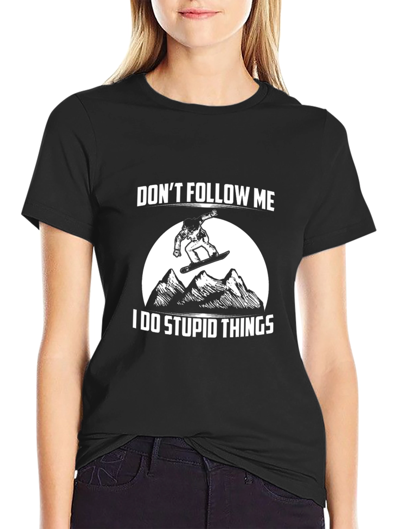 Dont Follow Me Black T-Shirt - Snowboarder Graphic Tee