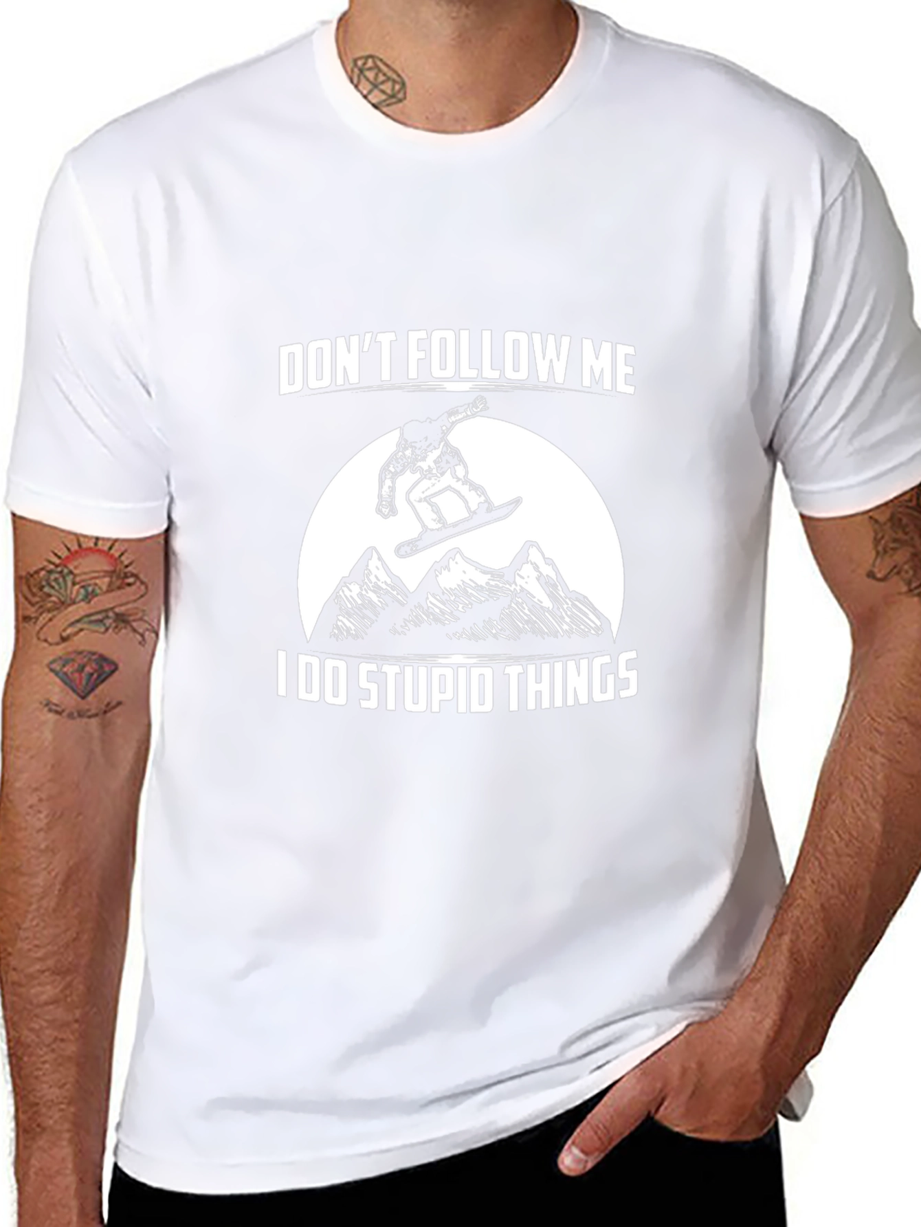 Dont Follow Me Black T-Shirt - Snowboarder Graphic Tee