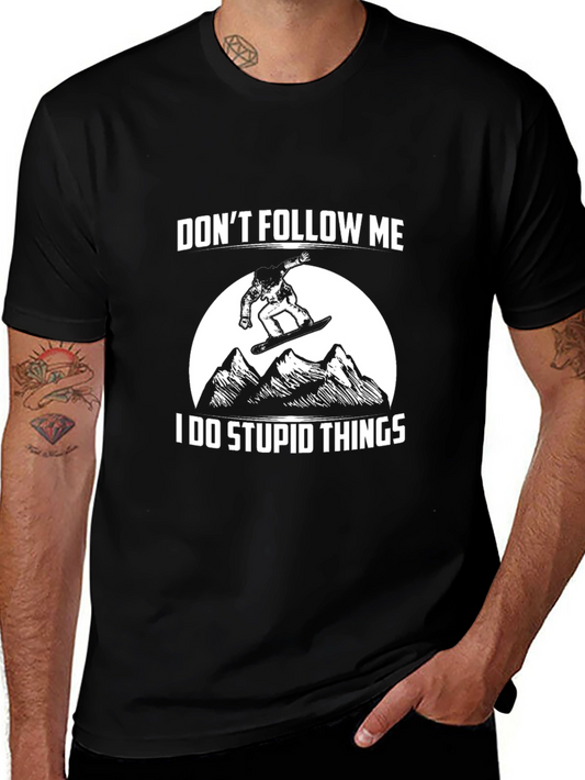 Dont Follow Me Black T-Shirt - Snowboarder Graphic Tee