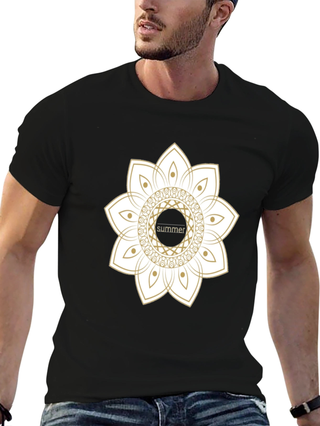 Summer Mandala Black Graphic Tee