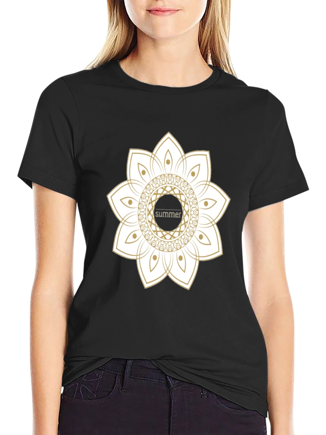 Summer Mandala Black Graphic Tee