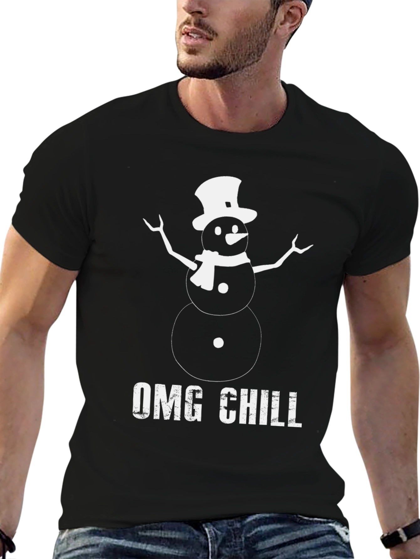 OMG Chill Snowman Graphic Tee - Winter Holiday Style