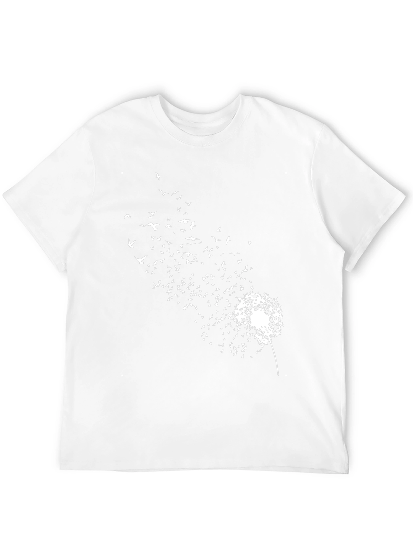 Dandelion Bird Print Black T-Shirt