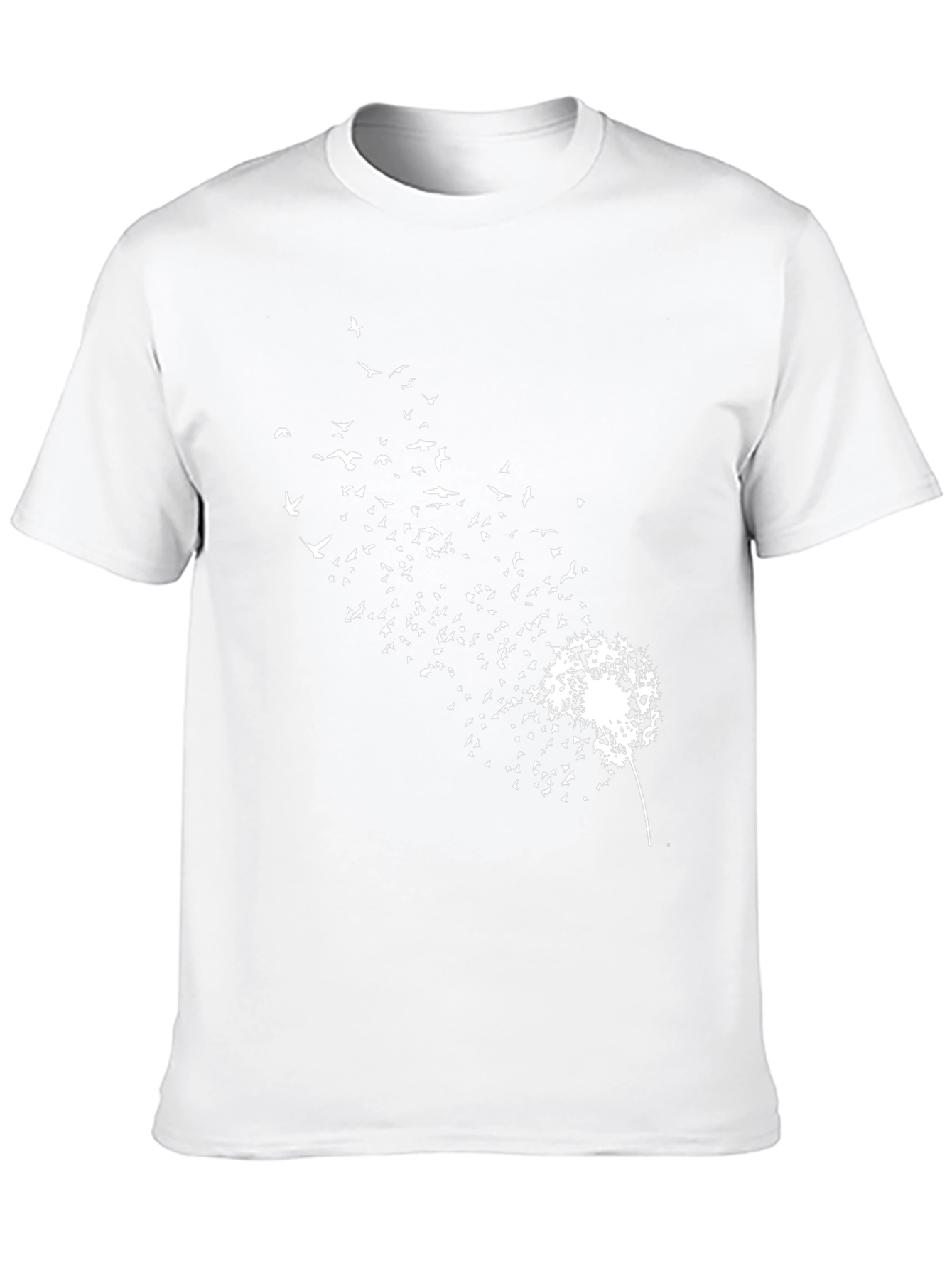 Dandelion Bird Print Black T-Shirt