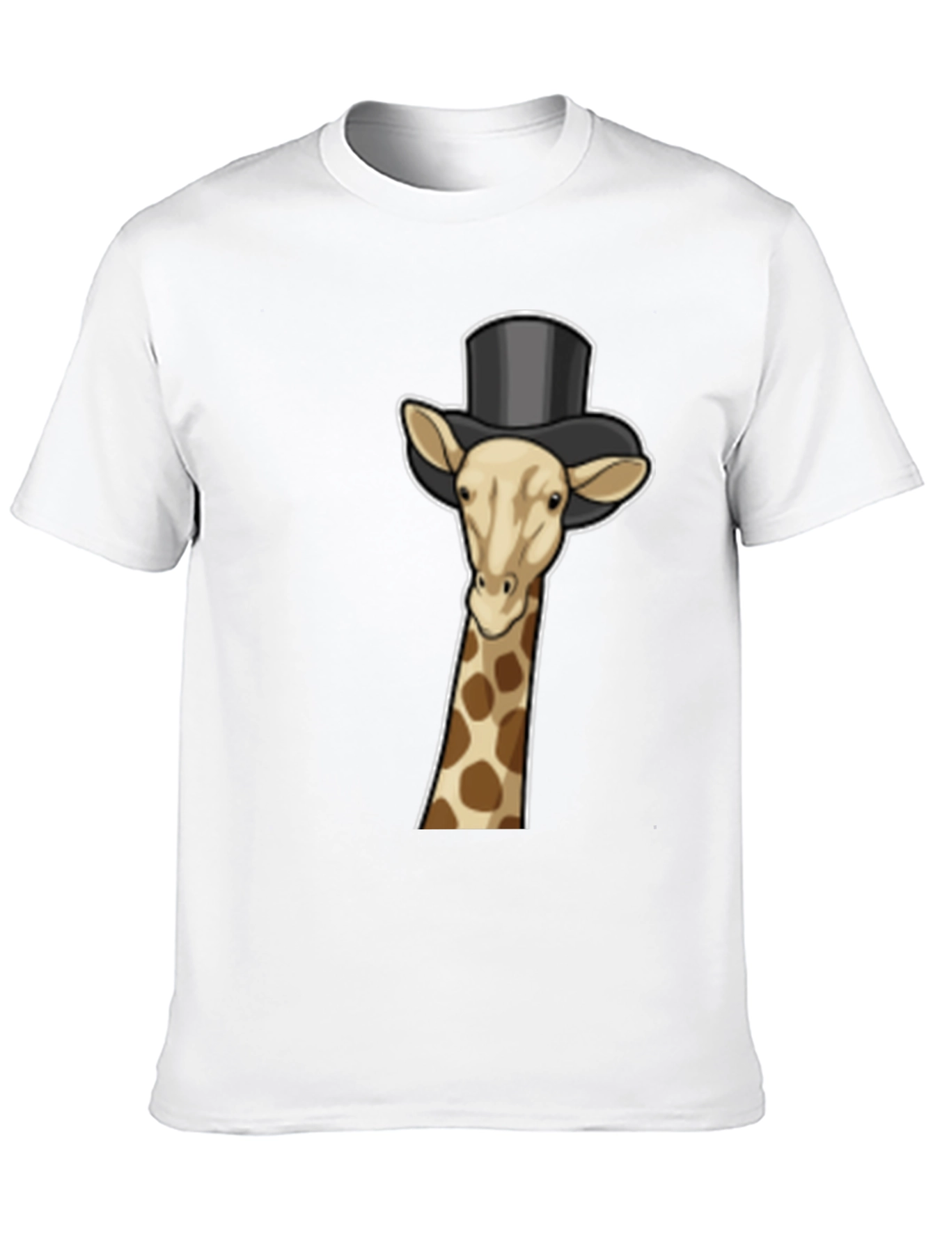 Giraffe Top Hat Graphic Tee - Black Cotton T-Shirt