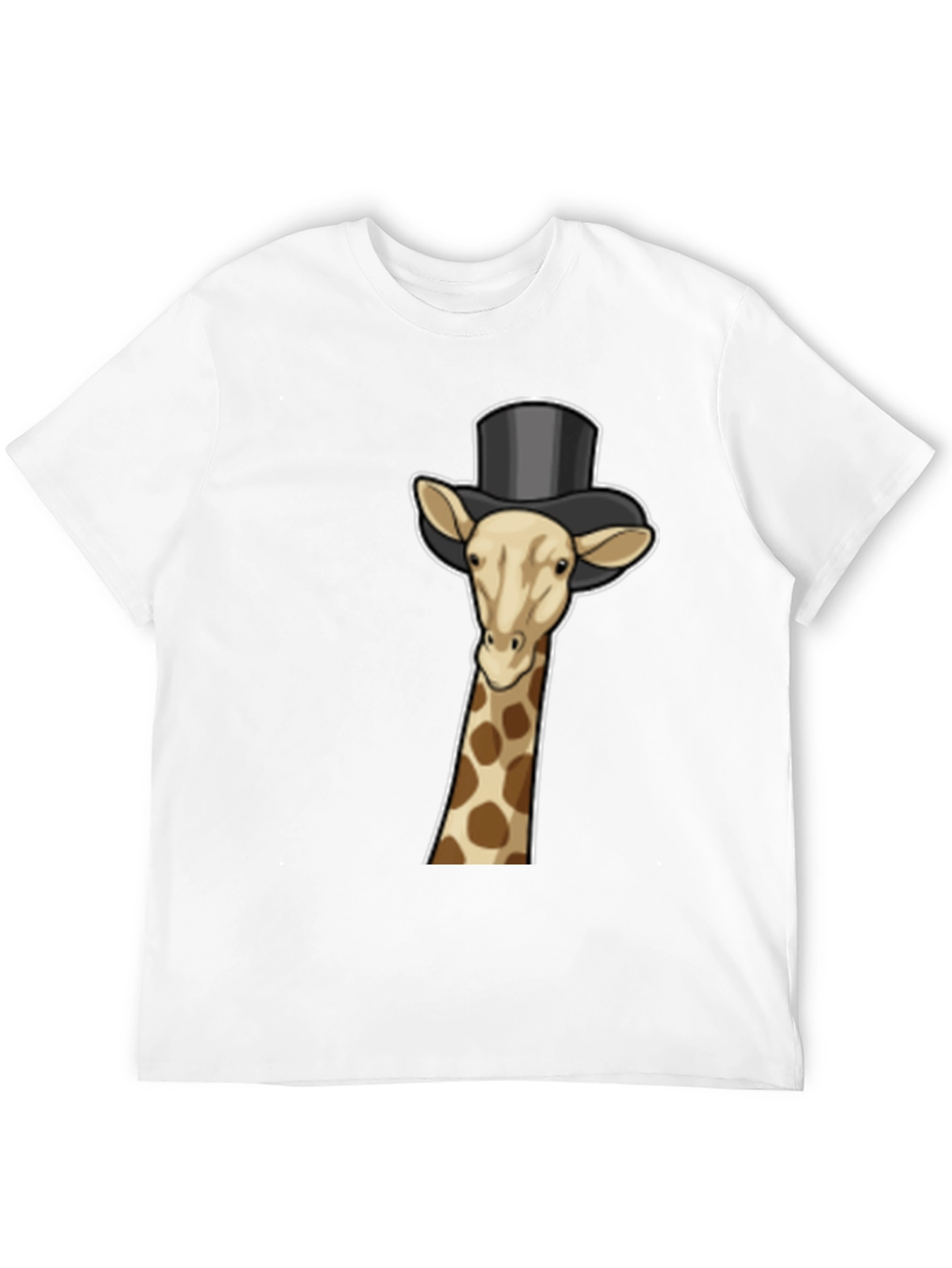 Giraffe Top Hat Graphic Tee - Black Cotton T-Shirt