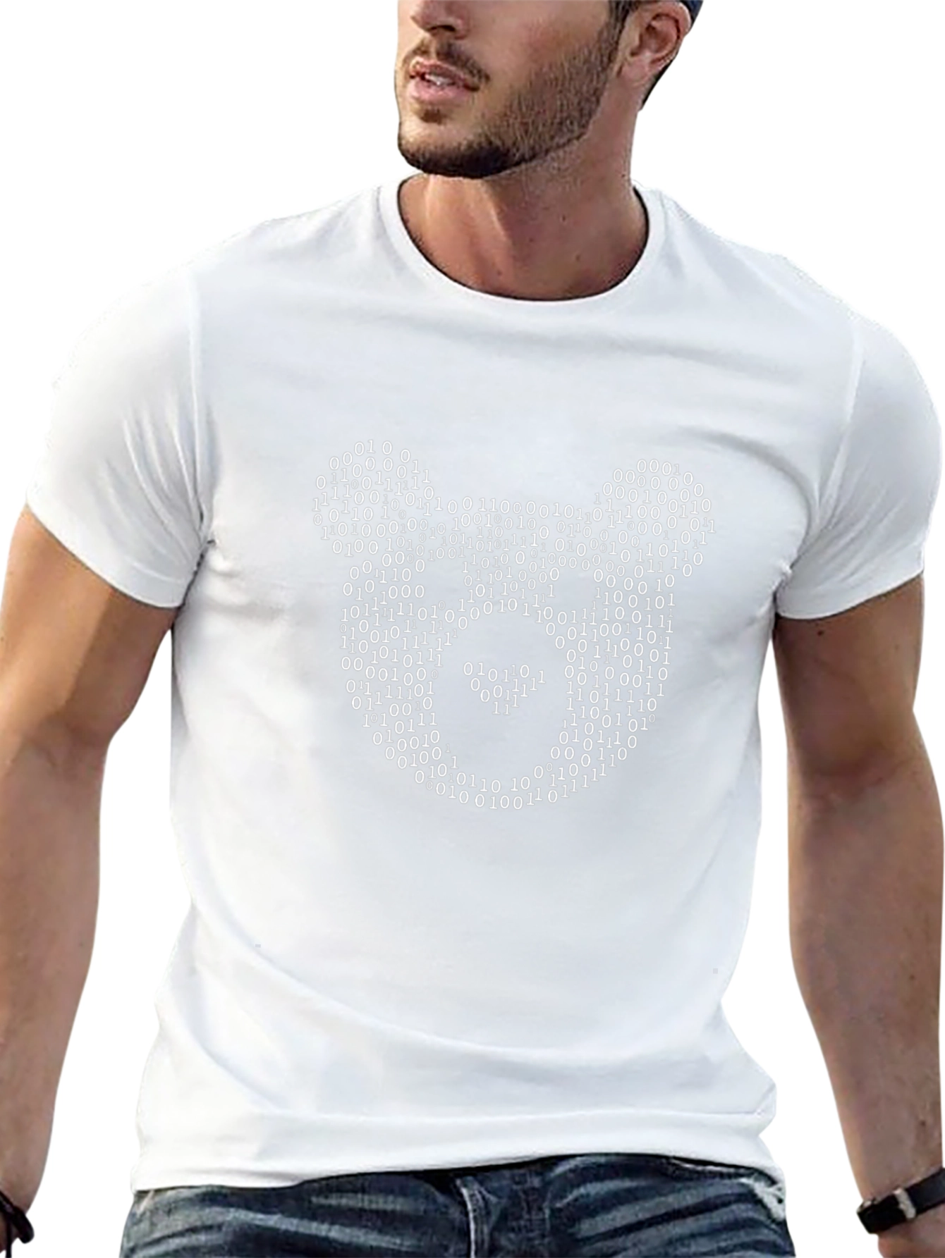 Binary Bear Graphic T-Shirt - Black