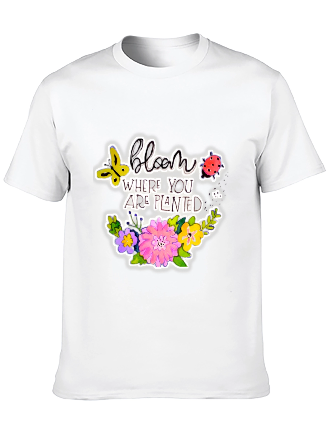 Bloom Where You Are Planted Black T-Shirt
