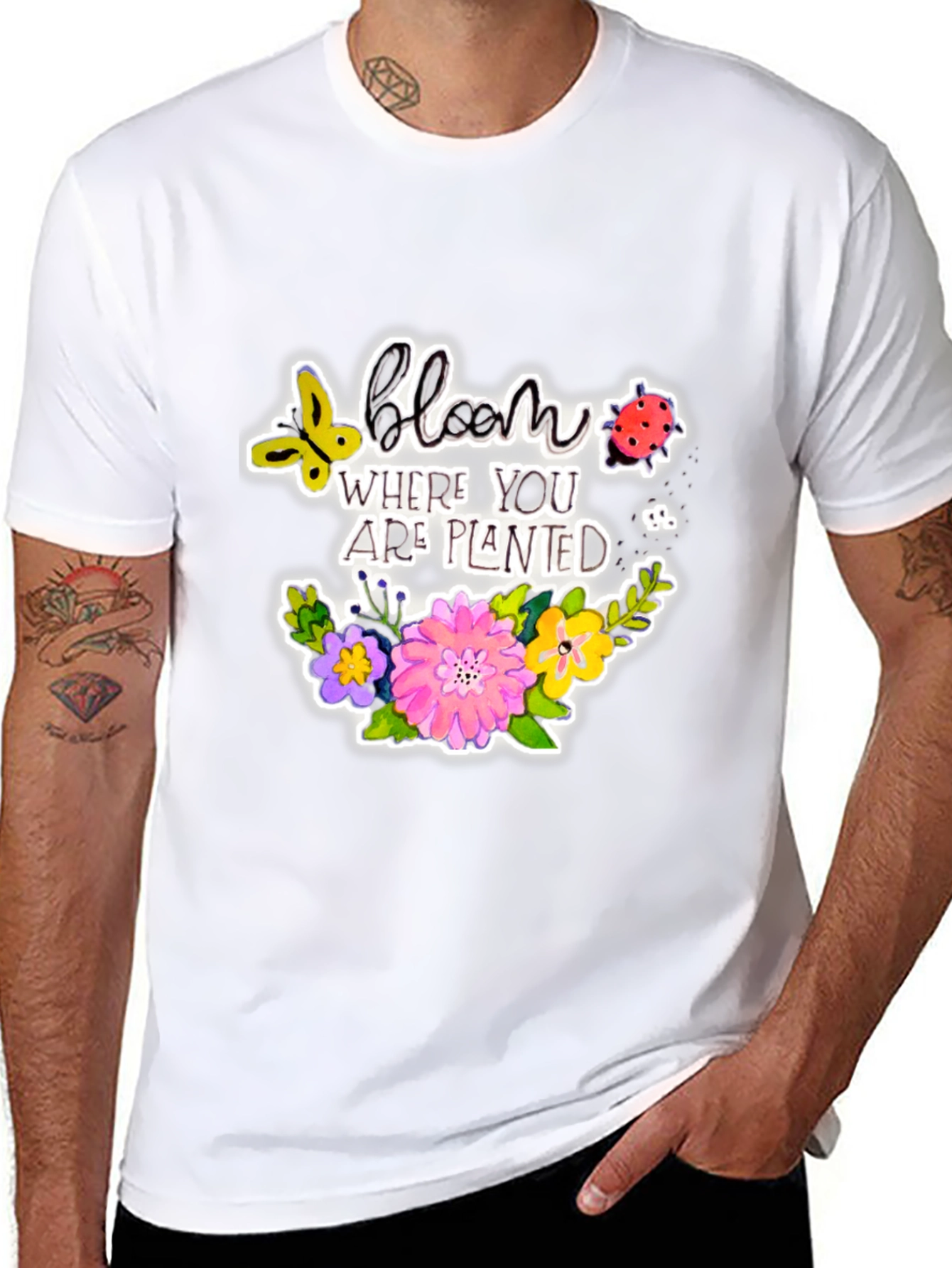 Bloom Where You Are Planted Black T-Shirt