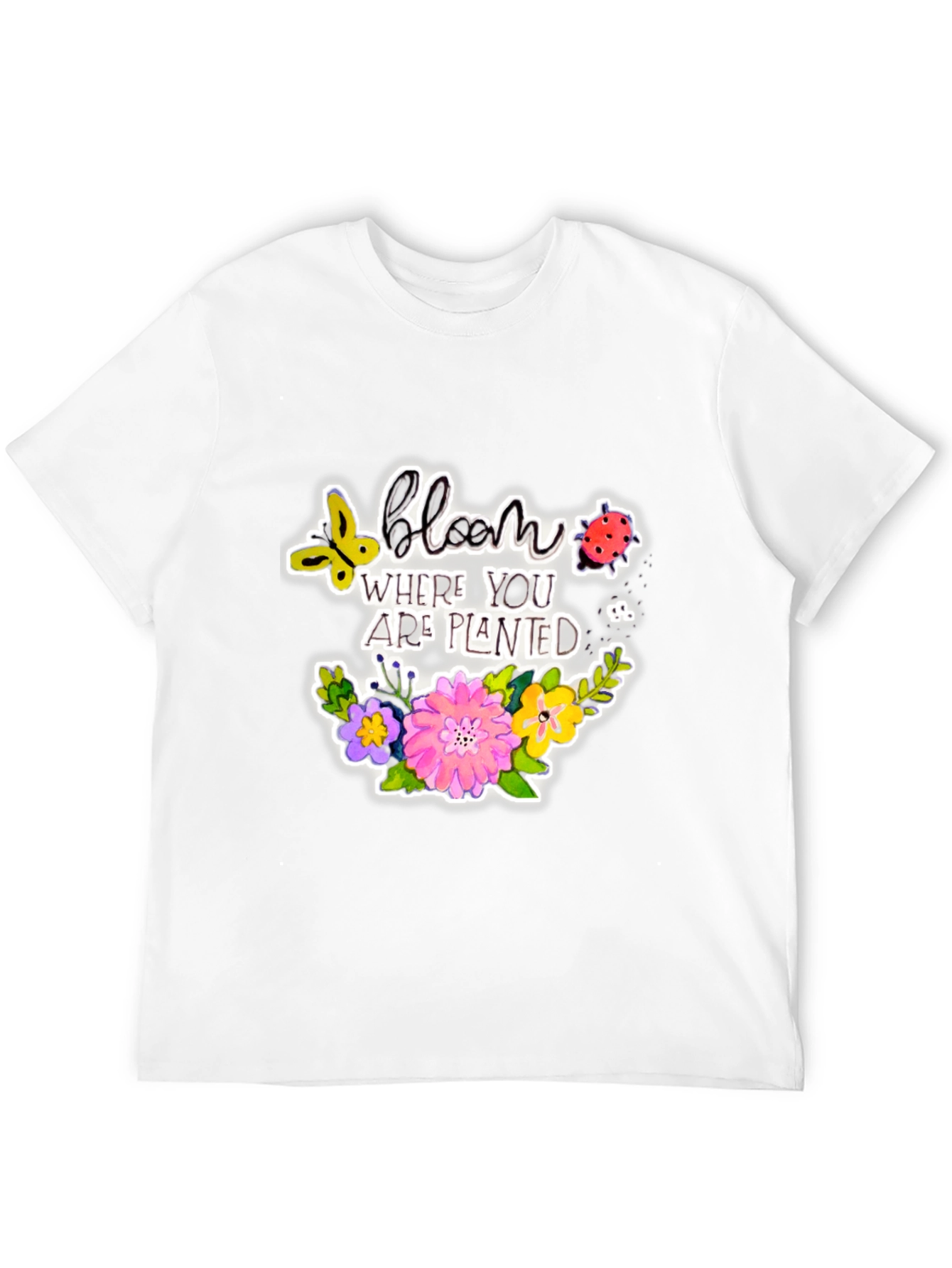 Bloom Where You Are Planted Black T-Shirt