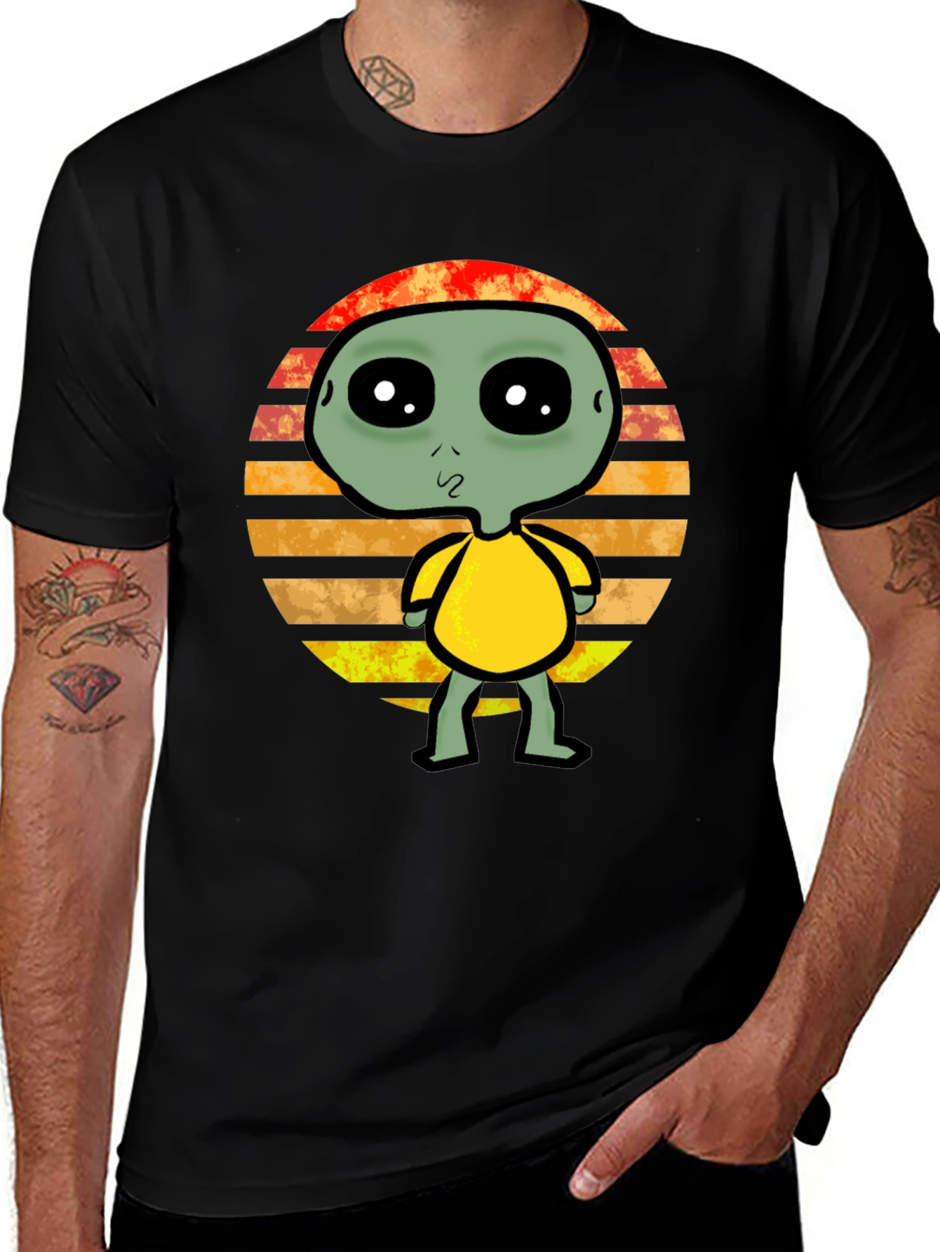 Retro Alien Graphic Tee - Black