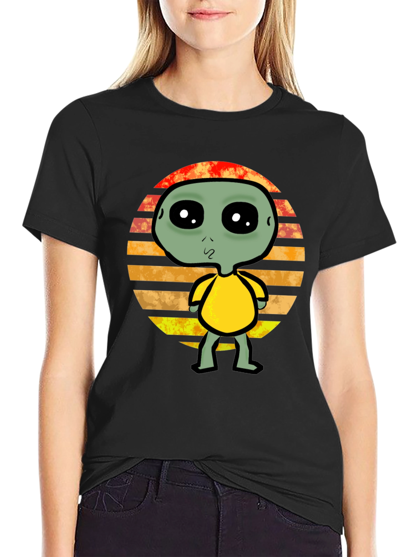 Retro Alien Graphic Tee - Black