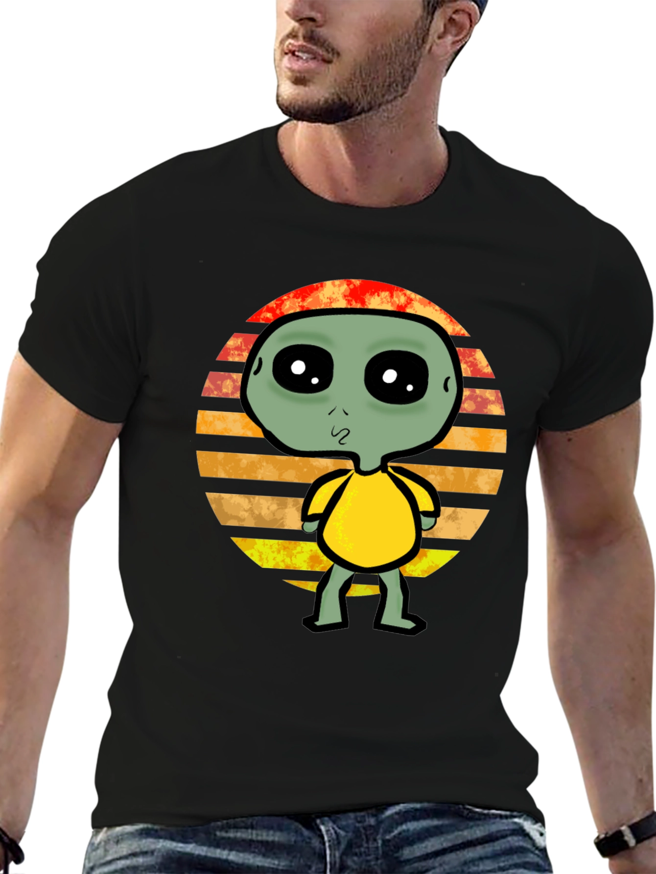 Retro Alien Graphic Tee - Black