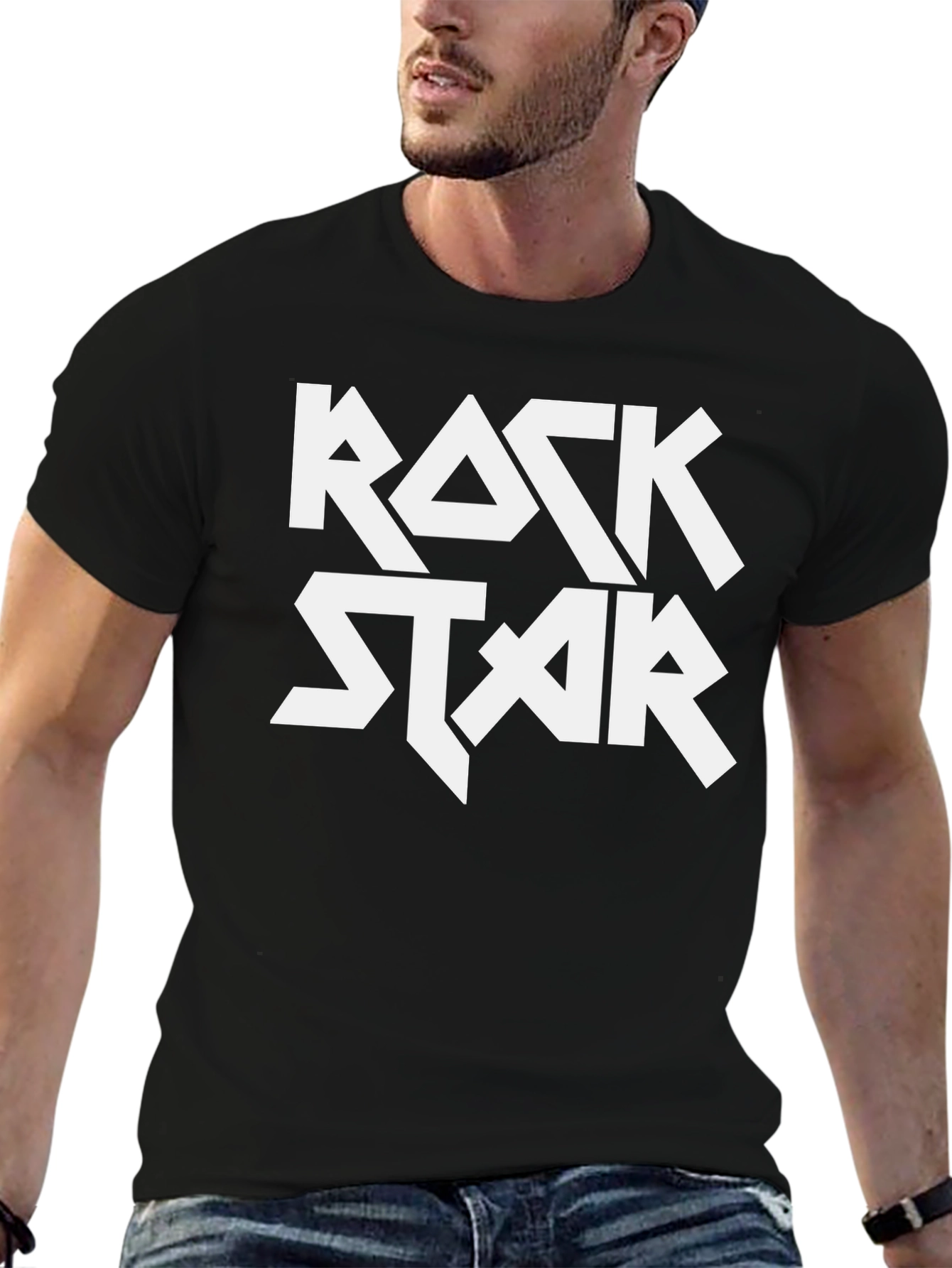 Rock Star Graphic Print T-Shirt - Black