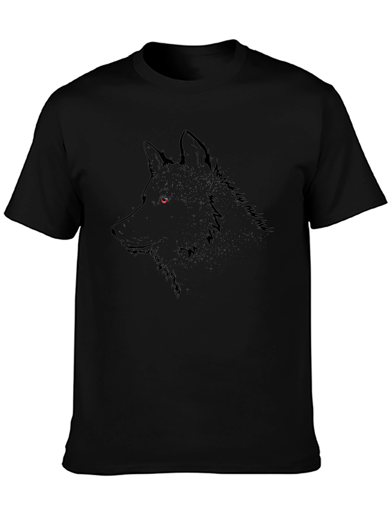Mens Black Wolf Graphic Tee