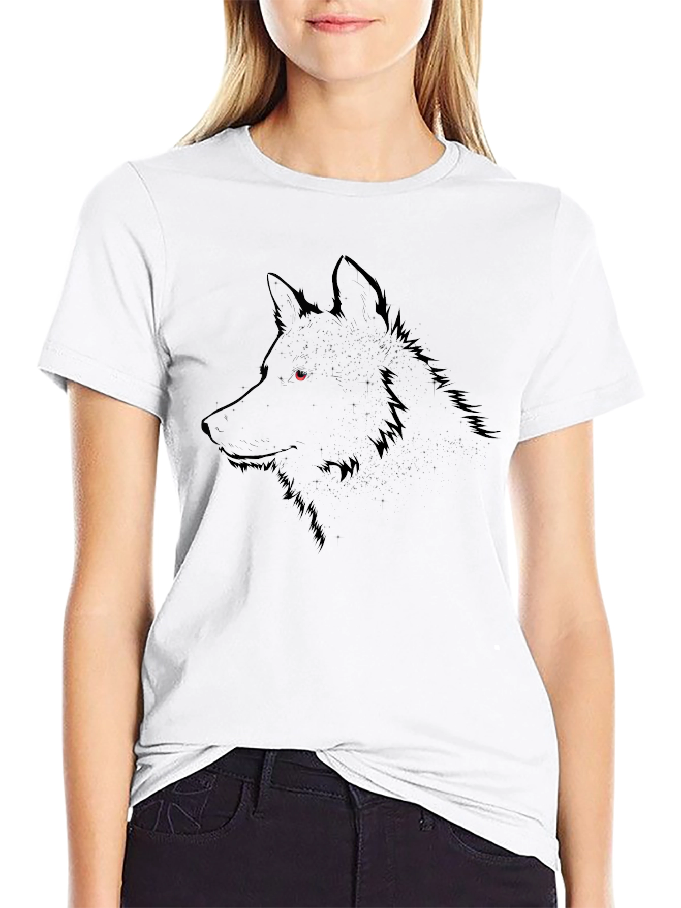 Mens Black Wolf Graphic Tee