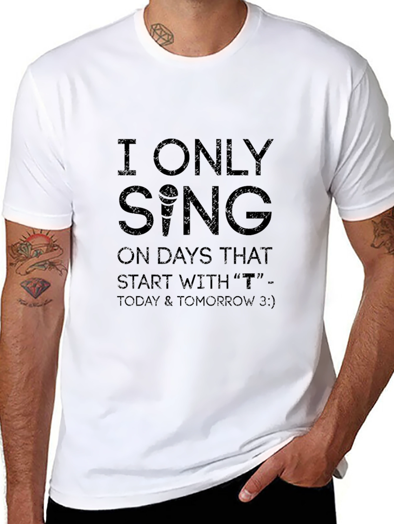 I Only Sing On T Days Black Graphic Tee