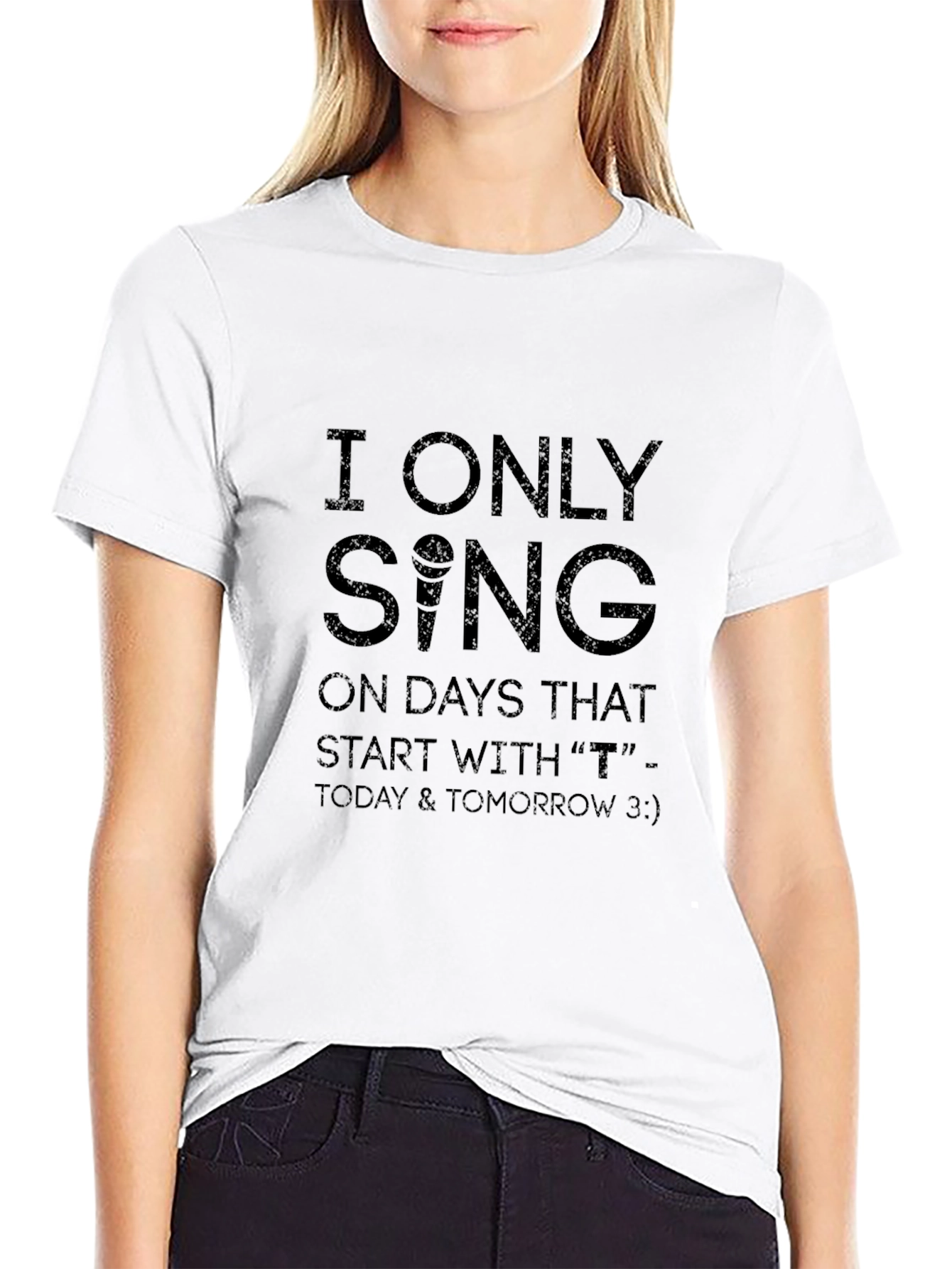 I Only Sing On T Days Black Graphic Tee