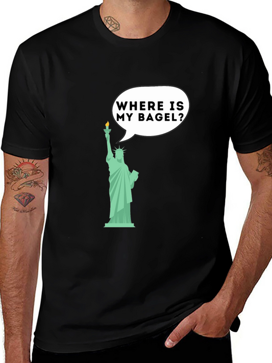 Funny Statue of Liberty Bagel Graphic T-Shirt