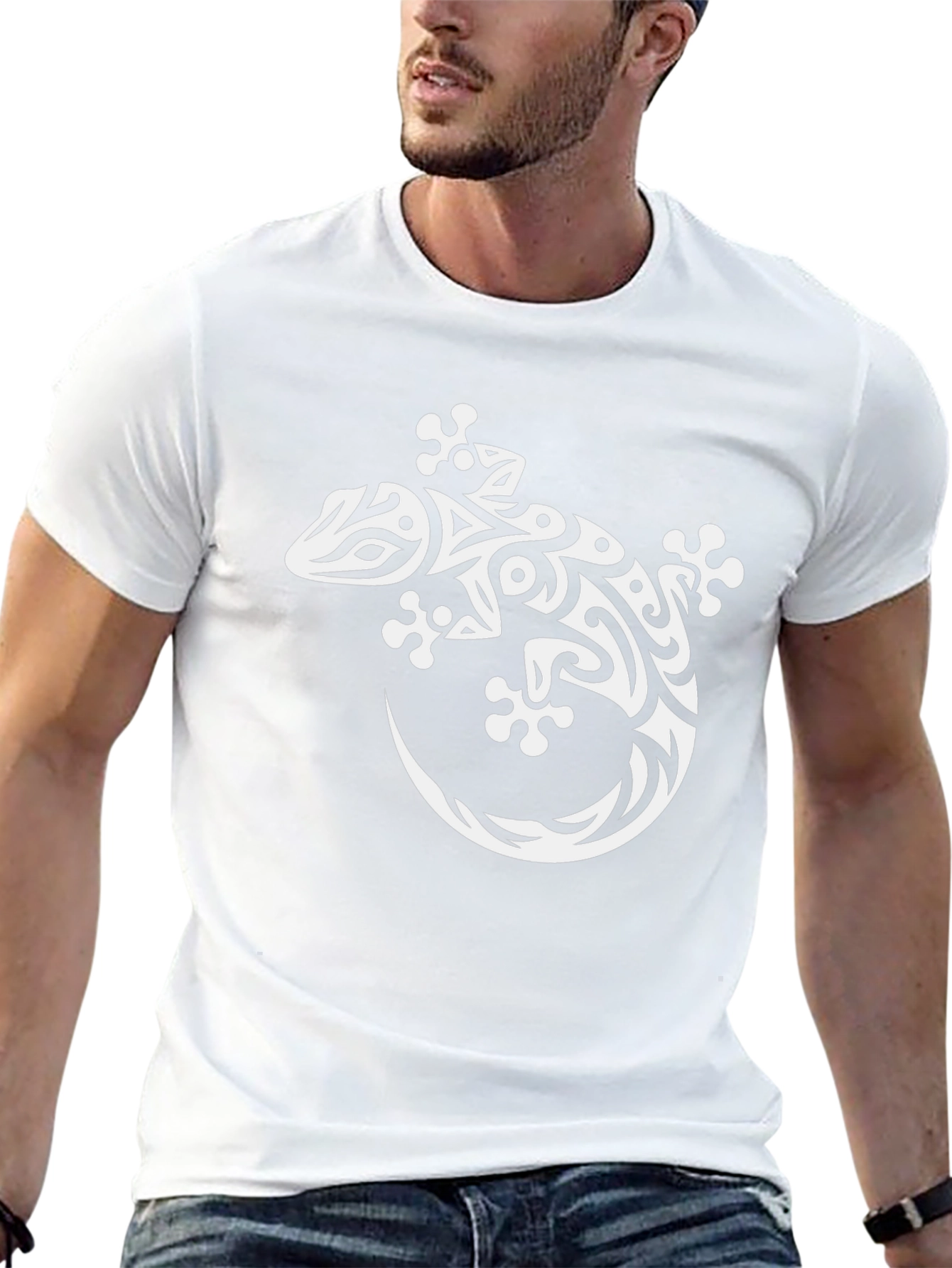 Tribal Gecko Graphic T-Shirt - Black