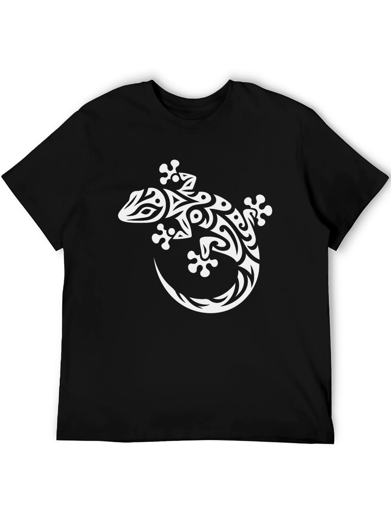Tribal Gecko Graphic T-Shirt - Black