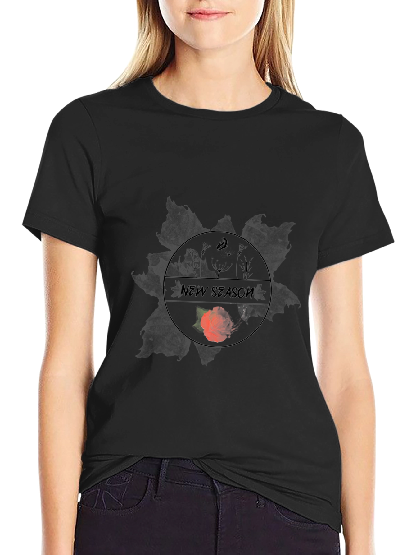 New Season Graphic Print Black T-Shirt