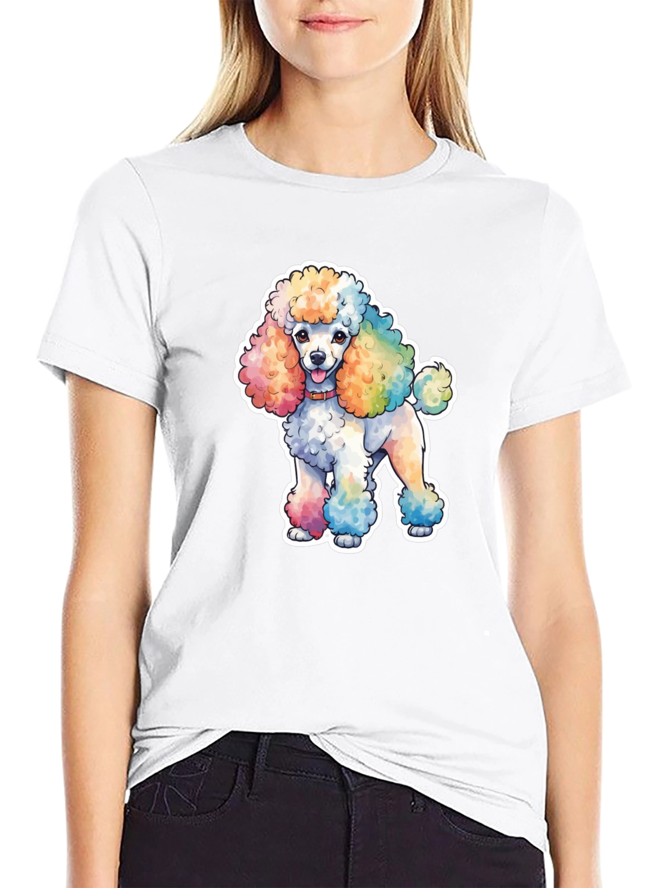 Rainbow Poodle Graphic T-Shirt