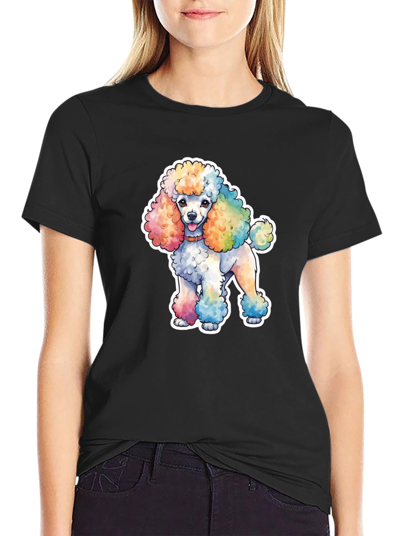 Rainbow Poodle Graphic T-Shirt
