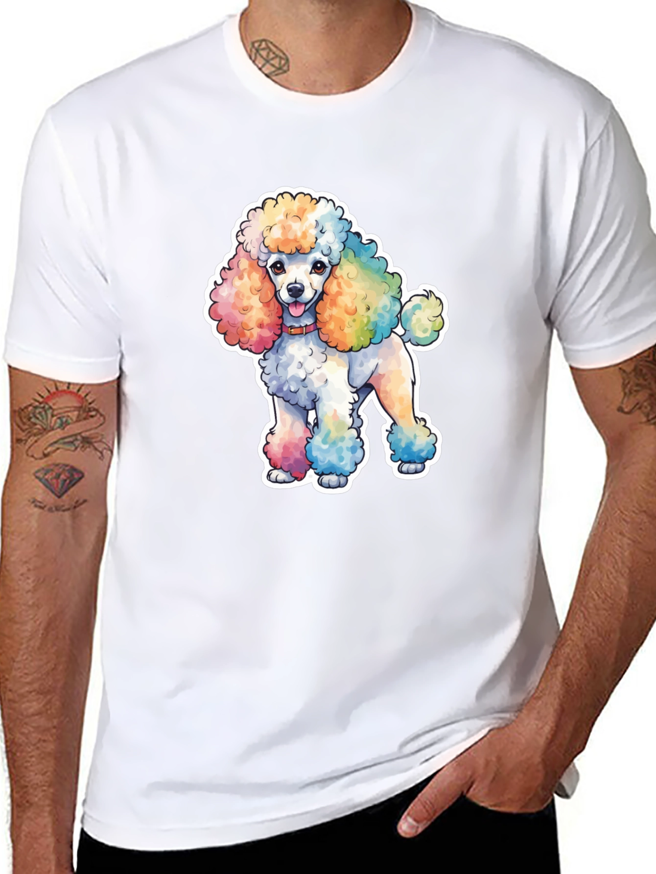 Rainbow Poodle Graphic T-Shirt