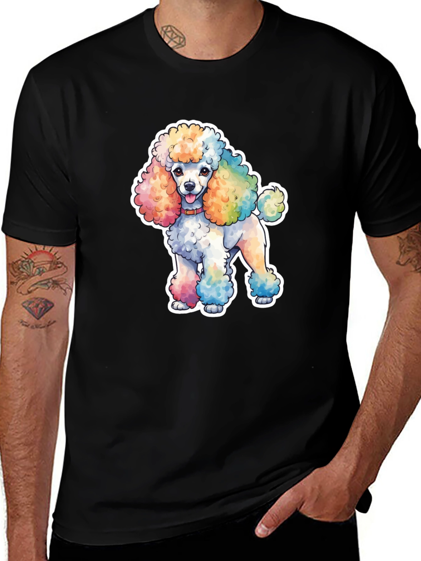 Rainbow Poodle Graphic T-Shirt
