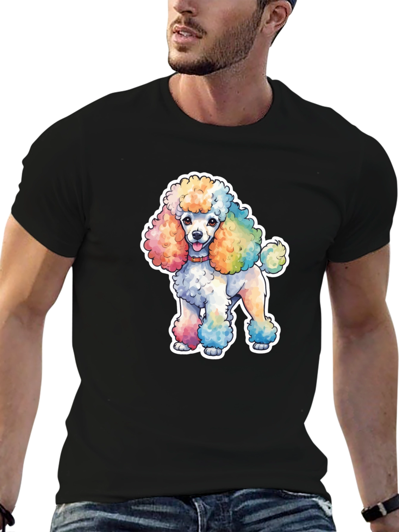 Rainbow Poodle Graphic T-Shirt