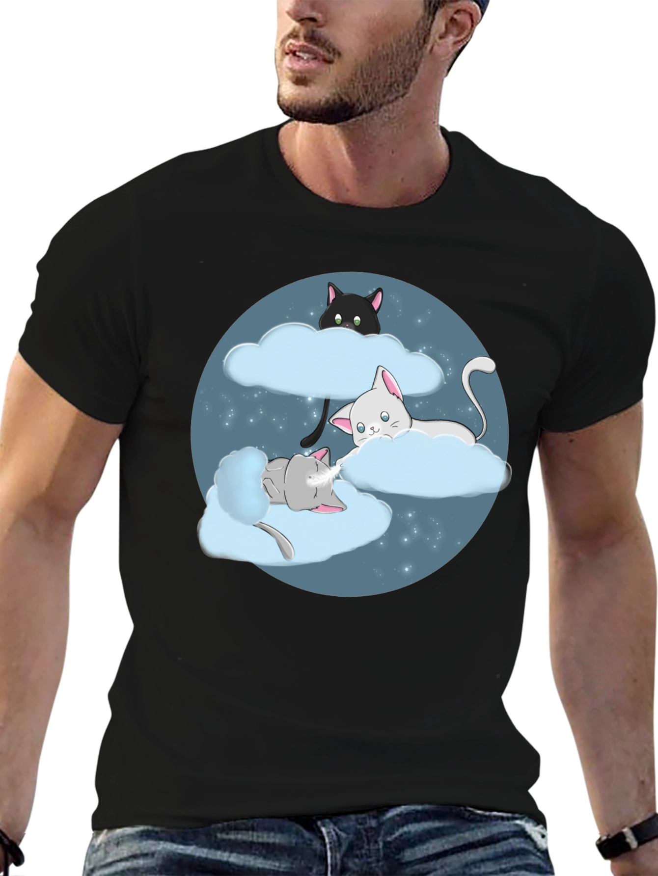 Dreamy Cats in Clouds Graphic Tee