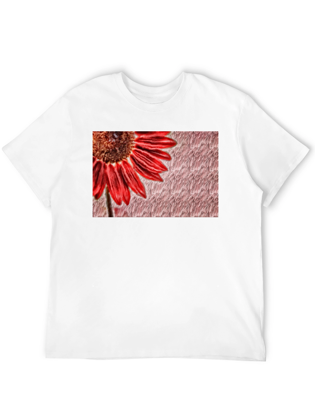 Red Flower Graphic Print Black Tee