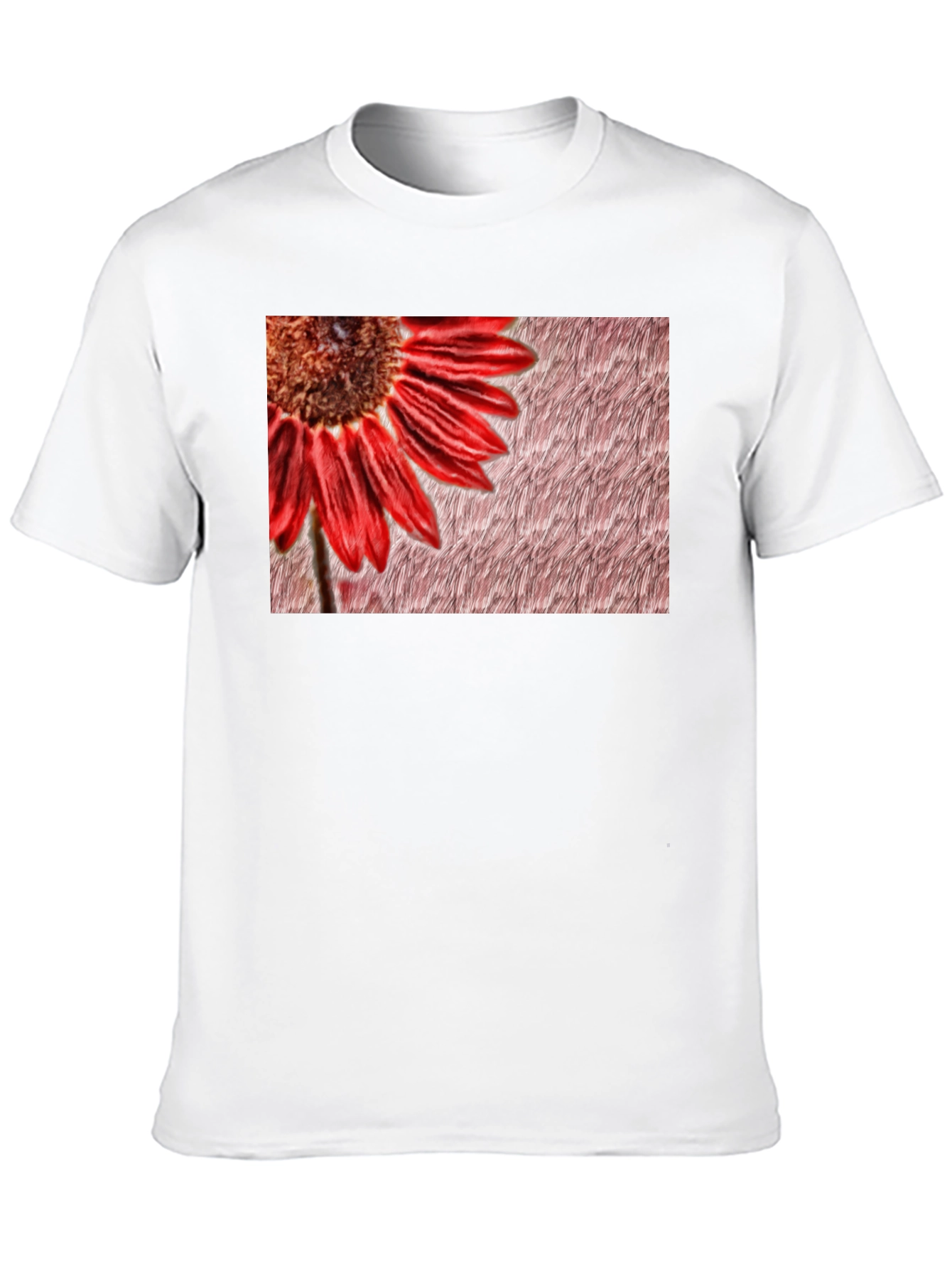 Red Flower Graphic Print Black Tee