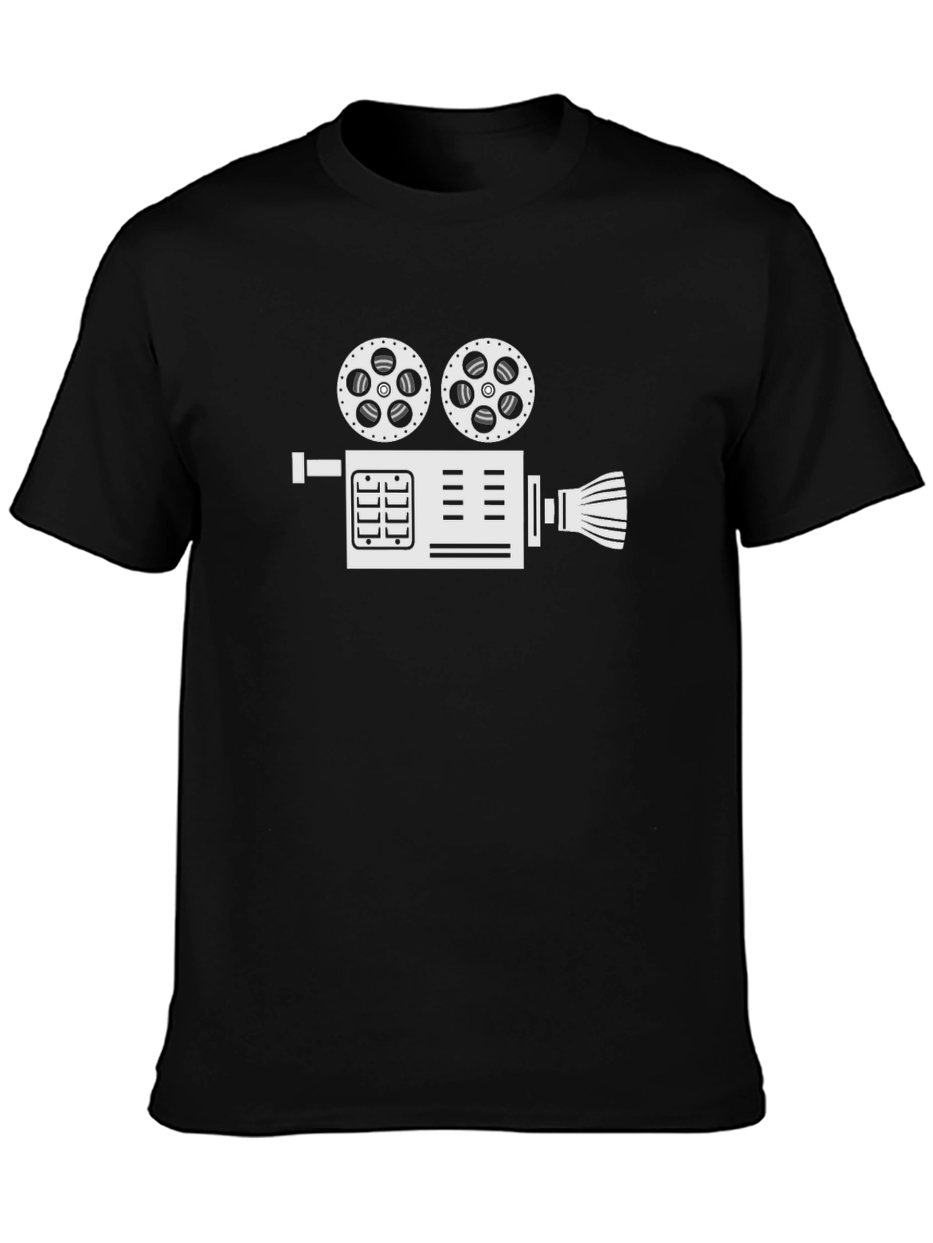 Retro Movie Camera Graphic Tee - Black