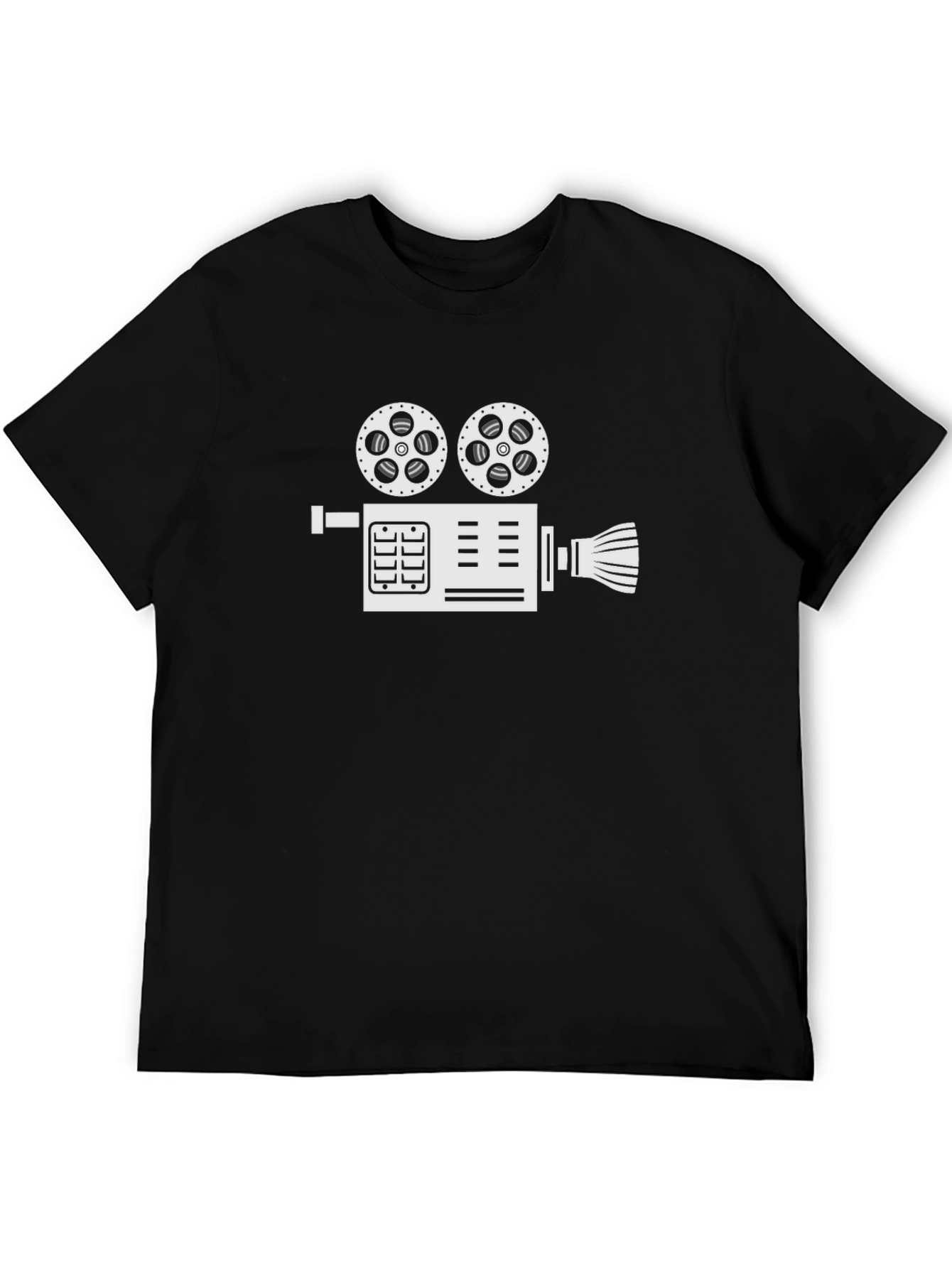 Retro Movie Camera Graphic Tee - Black