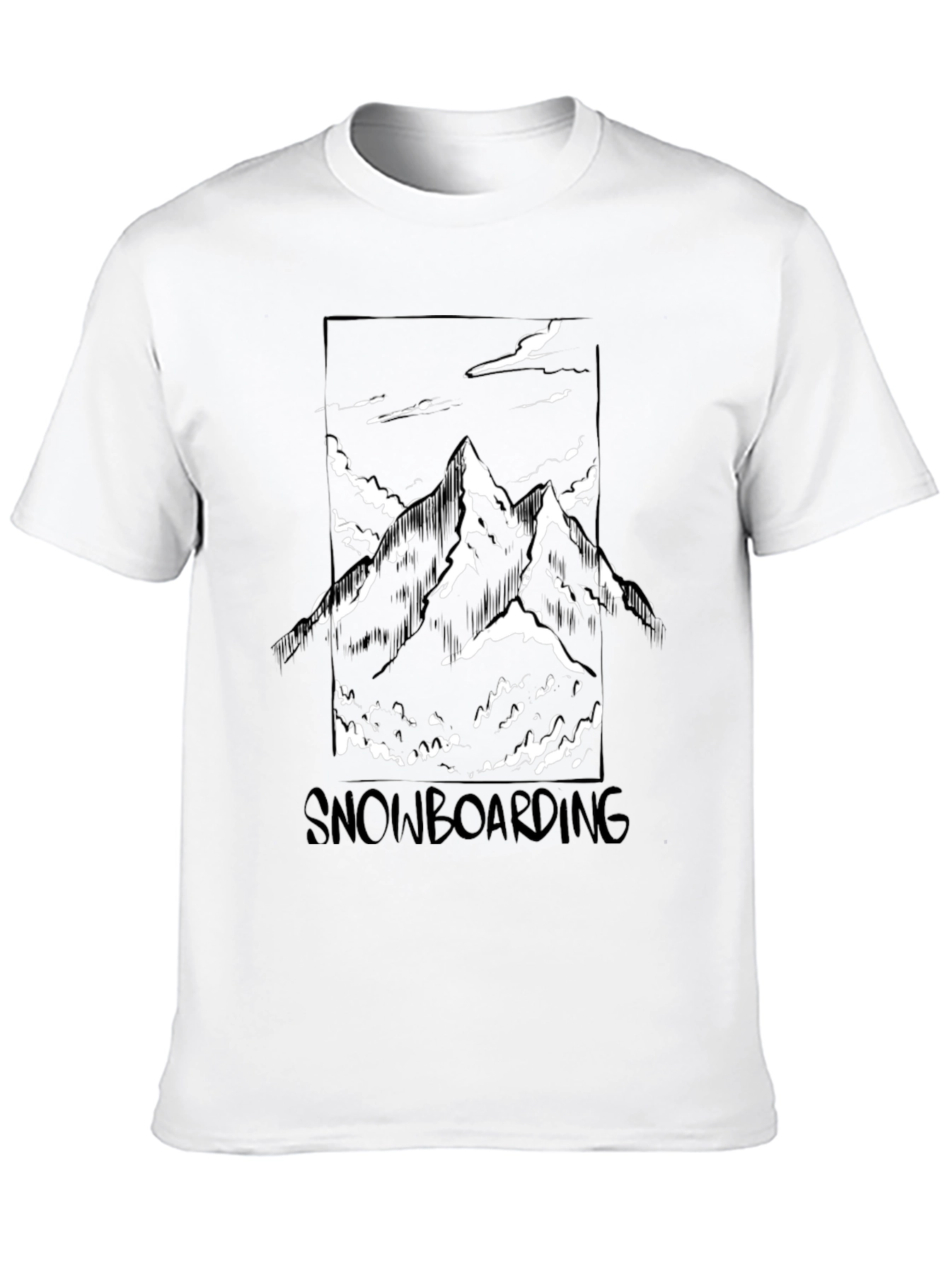 Snowboarding Mountain Graphic Tee - Stylish Black T-Shirt