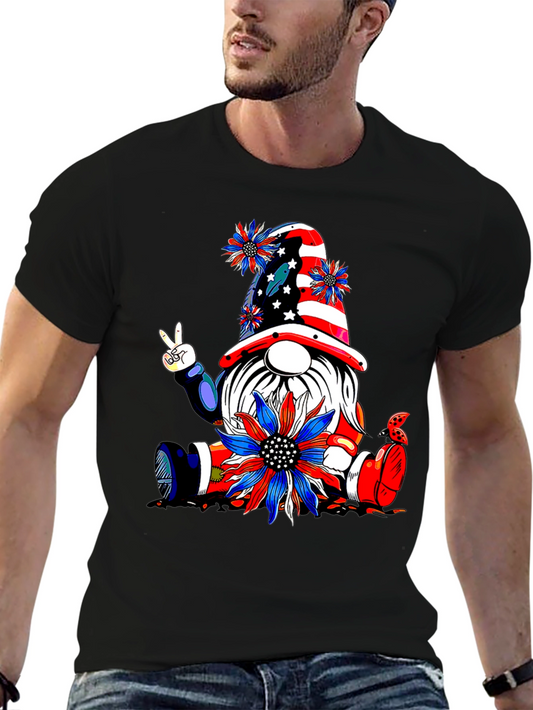 Patriotic Gnome Graphic Tee - USA Pride