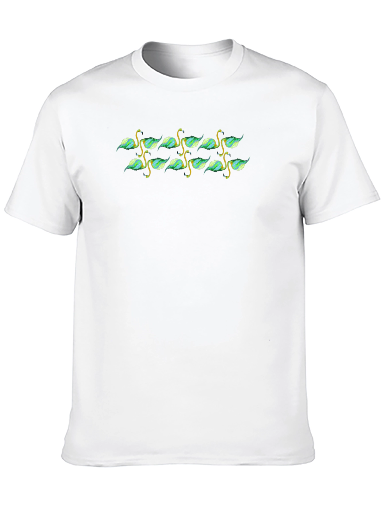 Nature Patterned Black Crew Neck T-Shirt