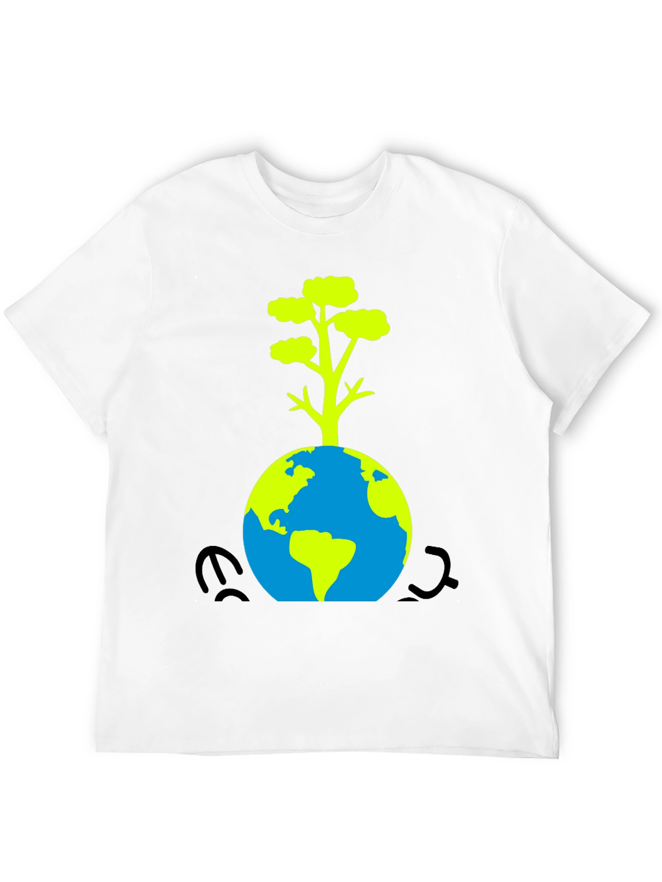 Eco-Friendly Black T-Shirt: Earth & Tree Design