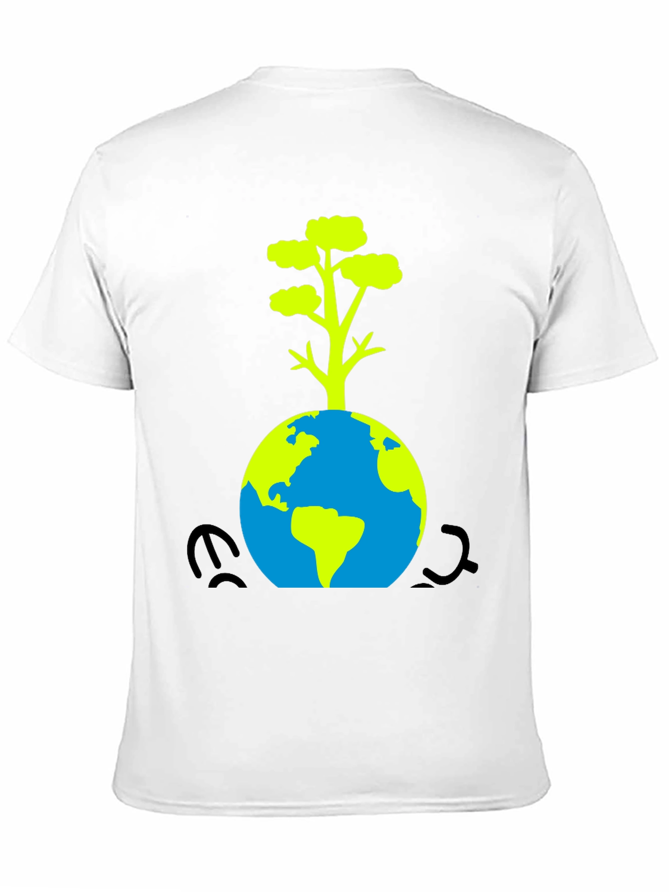 Eco-Friendly Black T-Shirt: Earth & Tree Design