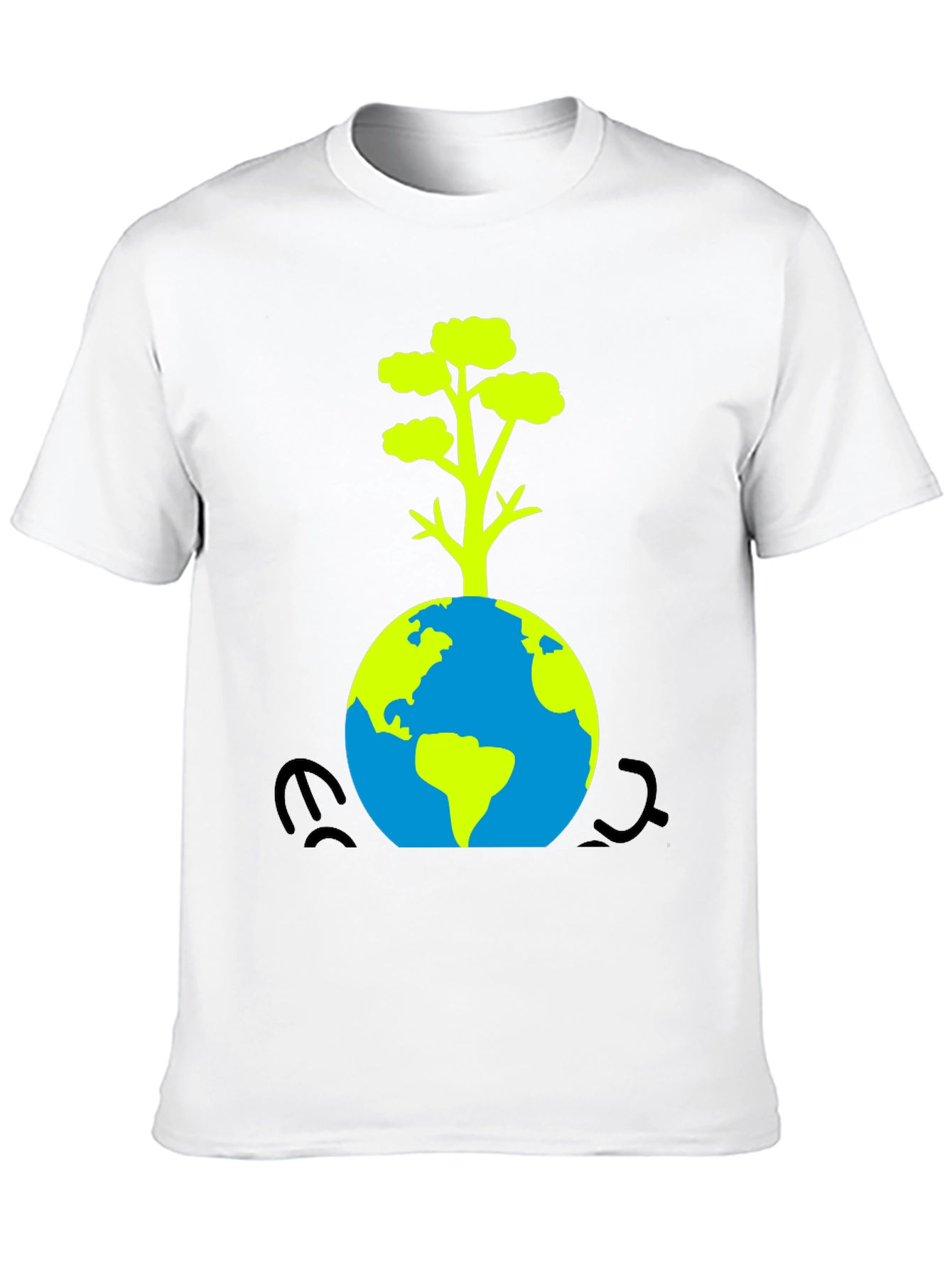 Eco-Friendly Black T-Shirt: Earth & Tree Design