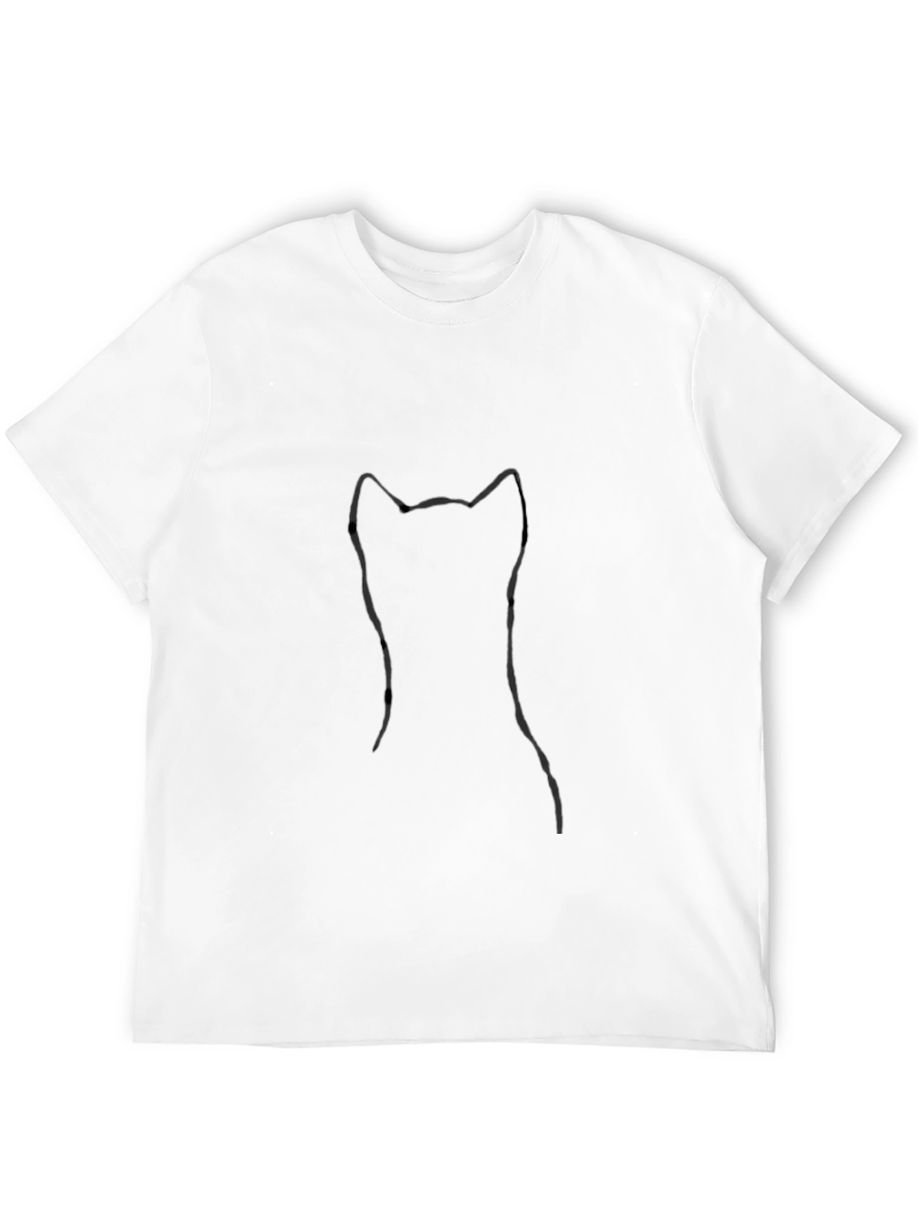 Minimalist Cat Outline Black T-Shirt